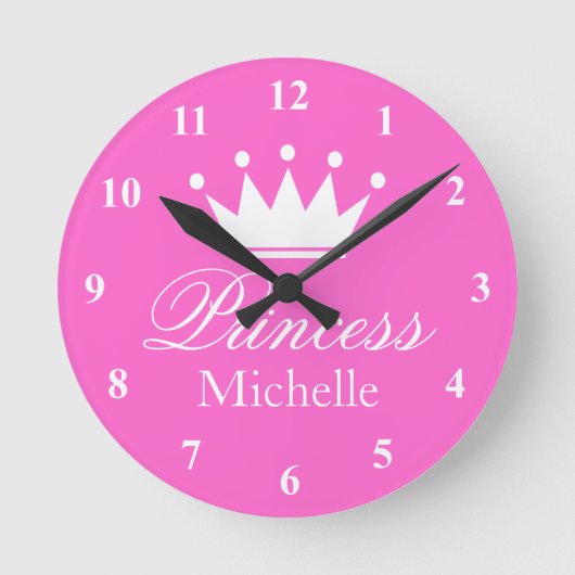 horloge rose princesse couronne murale avec nom de (Recto)