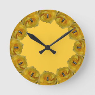 Horloge rose Rose jaune Fleur Mur Horloge Rose Cad