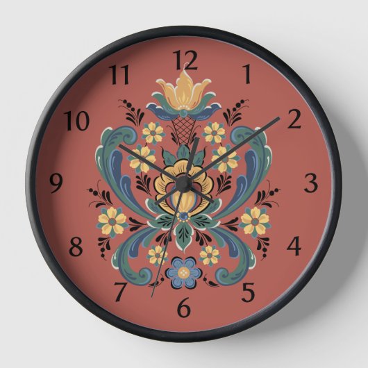 Horloge Rosemaling en rouge et en or (Recto)