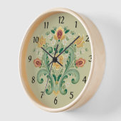 Horloge Rosemaling en vert et en or (Angle)