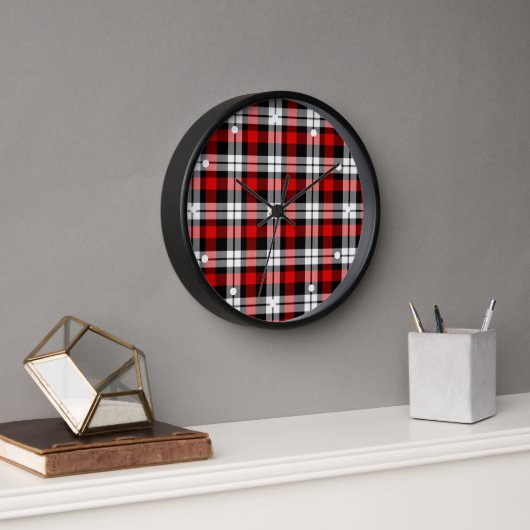 Horloge Rouge Blanc Noir Buffalo Check Plaid Motif (Bureau)