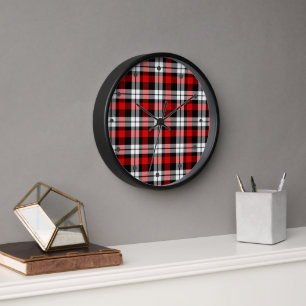 Horloge Rouge Blanc Noir Buffalo Check Plaid Motif