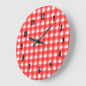 Horloge rouge blanc plaid noir chiffres (Angle)