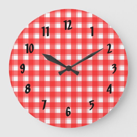 Horloge rouge blanc plaid noir chiffres (Recto)