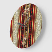 Horloge rouge Damas et Mur or (Angle)