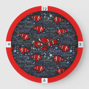 Horloge rouge de poissons