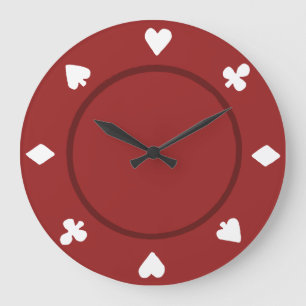 Horloge rouge des puces de poker