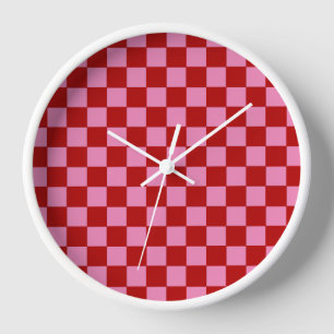 Horloge Rouge et rose vif à carreaux
