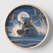 Horloge roulettes d'ours polaires dans la neige (Recto)