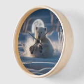 Horloge roulettes d'ours polaires dans la neige (Angle)