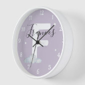 Horloge Round White Wood Frame Lavender Nursery Wall Clock (Angle)