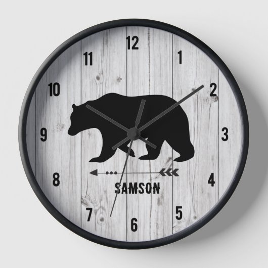 Horloge Russe Ours Farmhouse Blanc Plank Cabine (Recto)