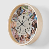 Horloge Rustic Burlap Personnalisé 12 Photo Collage (Angle)
