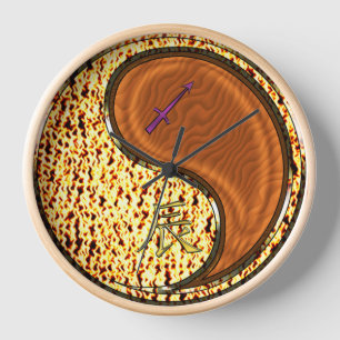 Horloge Sagittaire & Dragon de Bois