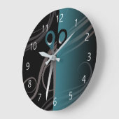 horloge salon de coiffure bleu élégant (Angle)