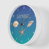 Horloge Sanibel avec coquillages (Angle)