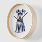 Horloge Schnauzer miniature d'aquarelle (Angle)