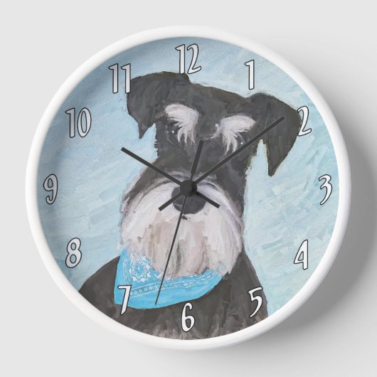 Horloge Schnauzer (Miniature) Peinture - Chien original mi (Recto)