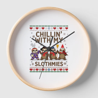 Horloge Se détendre avec mes amis paresseux drôle de pares