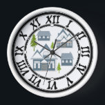 Horloge Seamless winter Merry Christmas landscape gray hou<br><div class="desc">Seamless winter Merry Christmas landscape gray houses green trees white background</div>