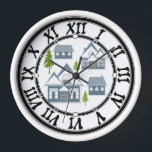 Horloge Seamless winter Merry Christmas landscape gray hou<br><div class="desc">Seamless winter Merry Christmas landscape gray houses green trees white background</div>