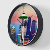 Horloge Seattle sous un ciel étoilé (Angle)