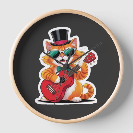 Horloge Serenade de chat Ukulele (Recto)