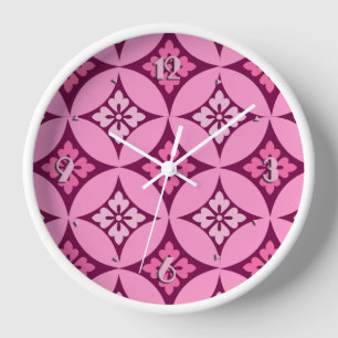 Horloge Shippo avec Motif Fleur, Rose et Bourgogne