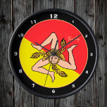 Horloge Sicilian Flag, Sicily trendy fashion /design clock<br><div class="desc">WALL CLOCK : Sicily & Sicilian Flag - (Trinacria - triskelion swirl) fashion design - love my country,  travel,  holiday,  country patriots / sports fans</div>