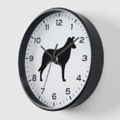 Horloge Silhouette Collie lisse avec des chiffres et des m (Angle)