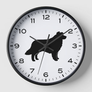 Horloge Silhouette de Border Collie avec chiffres et minut