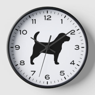 Horloge Silhouette de chien Beagle avec chiffres et minute