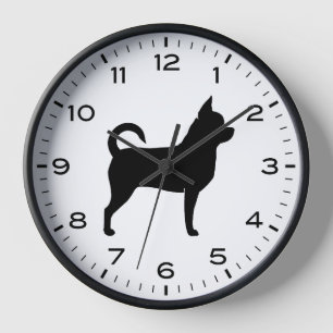Horloge Silhouette de chien Chihuahua avec chiffres et min