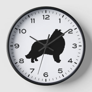 Horloge Silhouette de chien Colley avec chiffres et minute