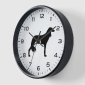 Horloge Silhouette de Chien Saluki avec chiffres et minute (Angle)