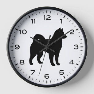 Horloge Silhouette de la race de chien Malamute d'Alaska