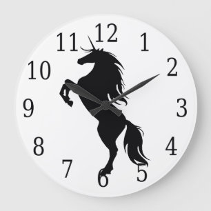 Horloge Silhouette de Licorne Noire