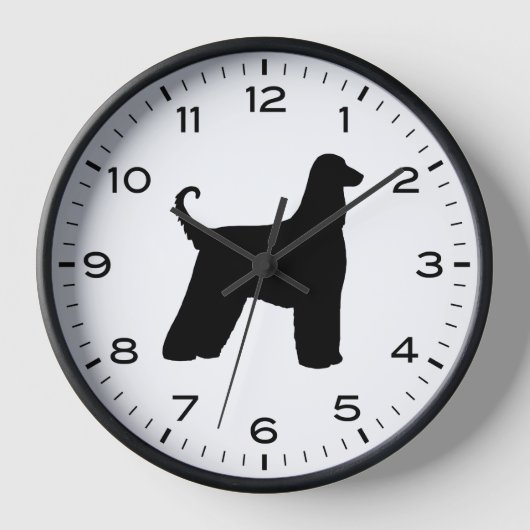 Horloge Silhouette de race de chien de race afghane (Recto)