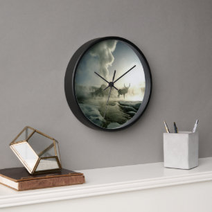 Horloge Silhouette d'Elk au Castle Geyser