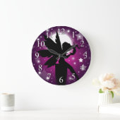 Horloge silhouette fée Lune violette et étoiles (Maison)
