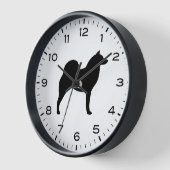 Horloge Silhouette finlandaise de race de chien Spitz (Angle)