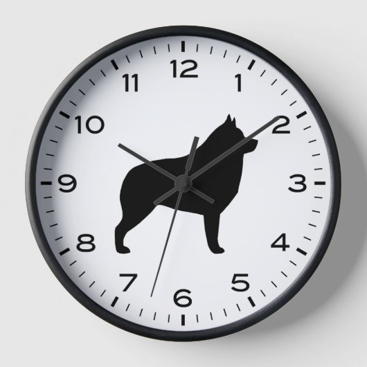 Horloge Silhouette Schipperke avec des chiffres et des min (Recto)