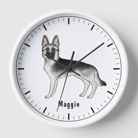 Horloge Silver Sable Chien Berger Allemand Avec Texte Pers (Recto)