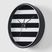 Horloge Simple Classique Chic Noir Et Blanc Mur En Rayures (Angle)