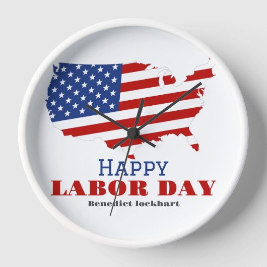 Horloge Simple Elegant Labor Day avec drapeau américain (Recto)