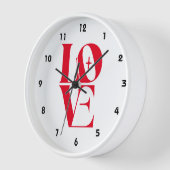 Horloge Simple Red Love Typographie moderne (Angle)