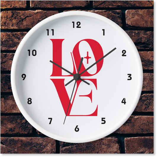 Horloge Simple Red Love Typographie moderne