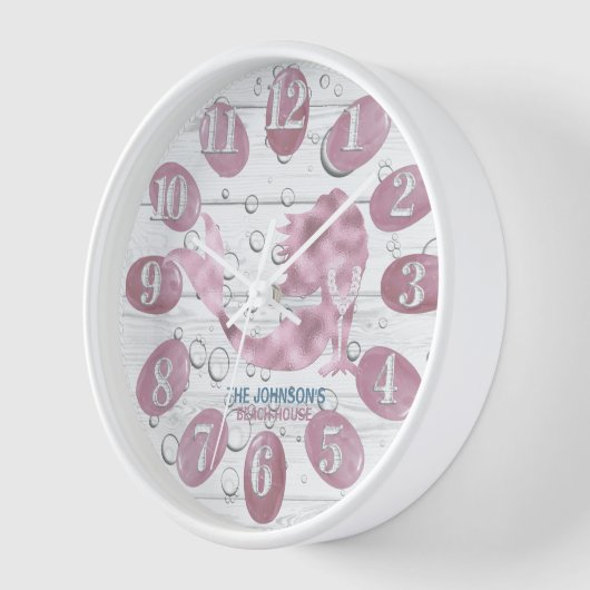 Horloge Sirène et bois de plage Nautique - rose (Angle)