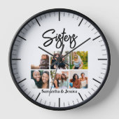 Horloge Sisters personnalisés Script 6 Collage photo (Recto)