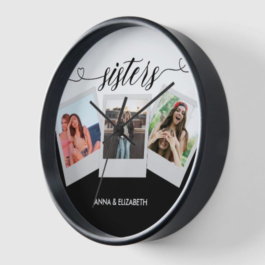 Horloge Sisters Script Family Photo Grid Collage Love (Angle)